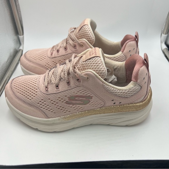 Sketchers Women’s D’lux Walkers Glorious Motion Pink Pink & Gold Shoes Size 8 - Picture 4 of 6